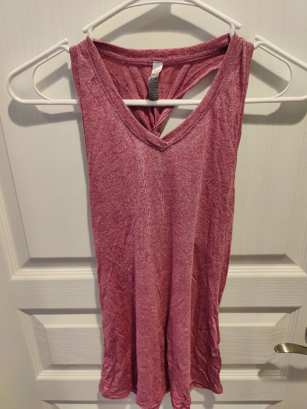 OMT Active Red V-neck Twist Tank Tee Shirt